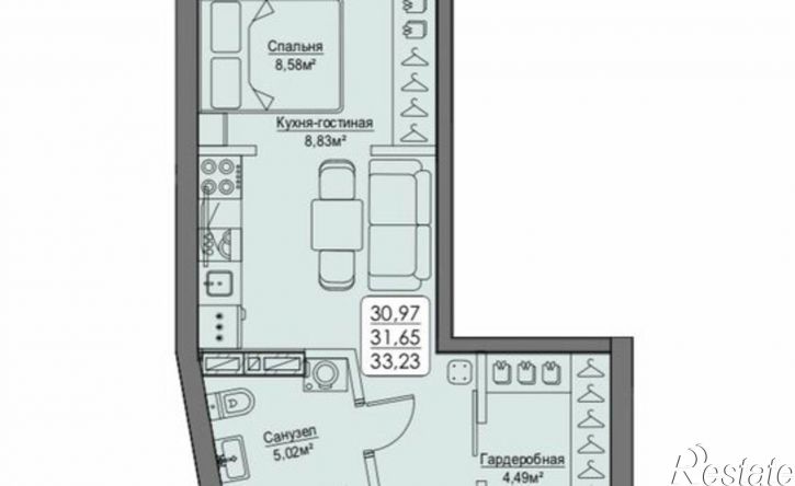 1-комн квартира улица Мыс Кунгасный, 3Б,  д. 3Б
