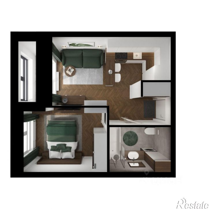 1-комн квартира в новом доме улица Басаргина, 2 к5,  д. 2 к5