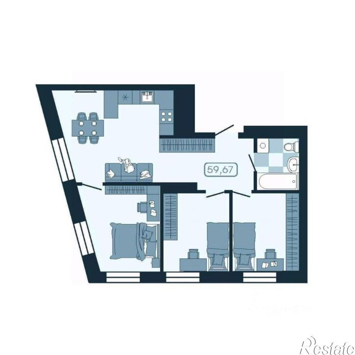 3-комн квартира в новом доме улица Борисенко, 3 с2,  д. 3 с2