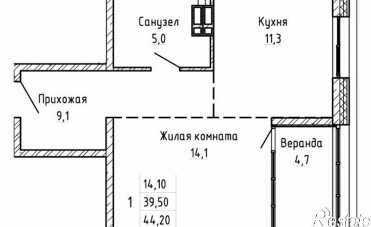 1-комн квартира в новом доме Днепровская улица, 25к8