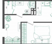 1-комн, 34 кв м, этаж 4/25 улица Невельского, 4 с2