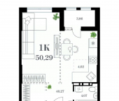 1-комн, 50 кв м, этаж 5/15 ул Леонова, 58