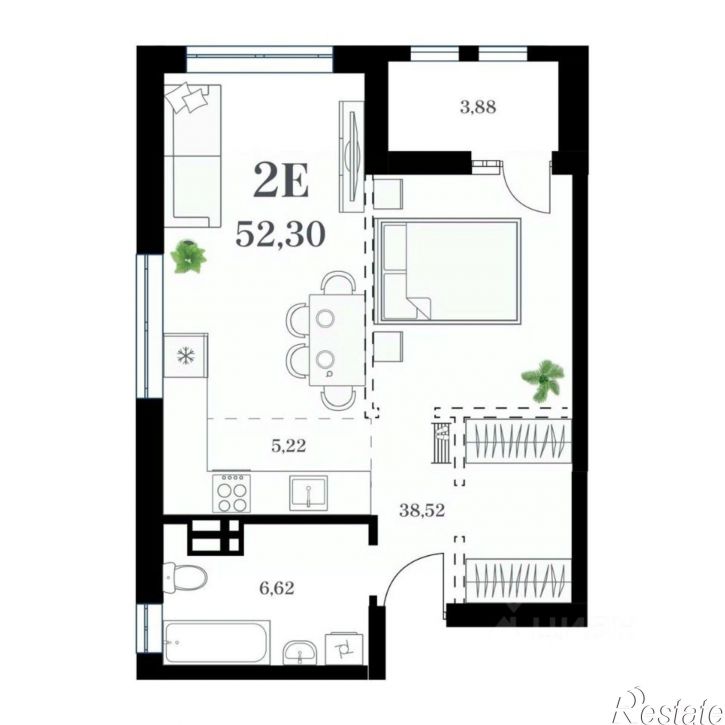 1-комн квартира в новом доме ул Леонова, 54 2,  д. 54 2,  к. 2