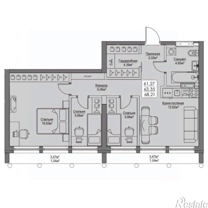 1-комн квартира в новом доме улица Мыс Кунгасный, 3Б,  д. 3Б