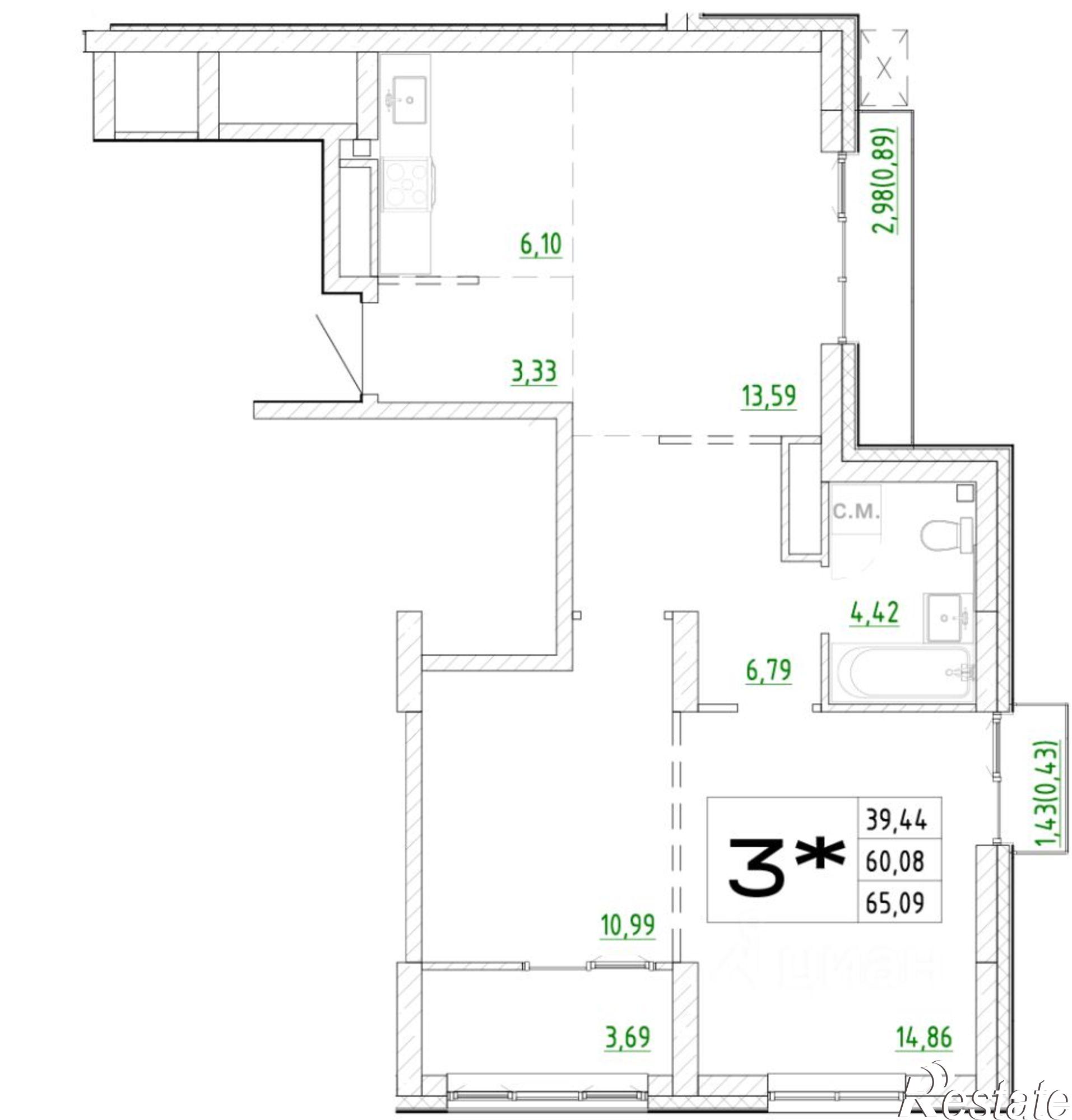 Купить квартиру за 15 361 200 рублей на ул Калинина, 102