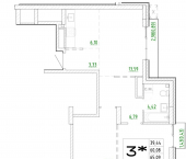3-комн, 65 кв м, этаж 15/23 ул Калинина, 102