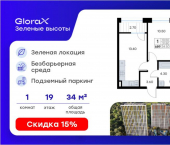 1-комн, 34 кв м, этаж 19/25 улица Нейбута, 135