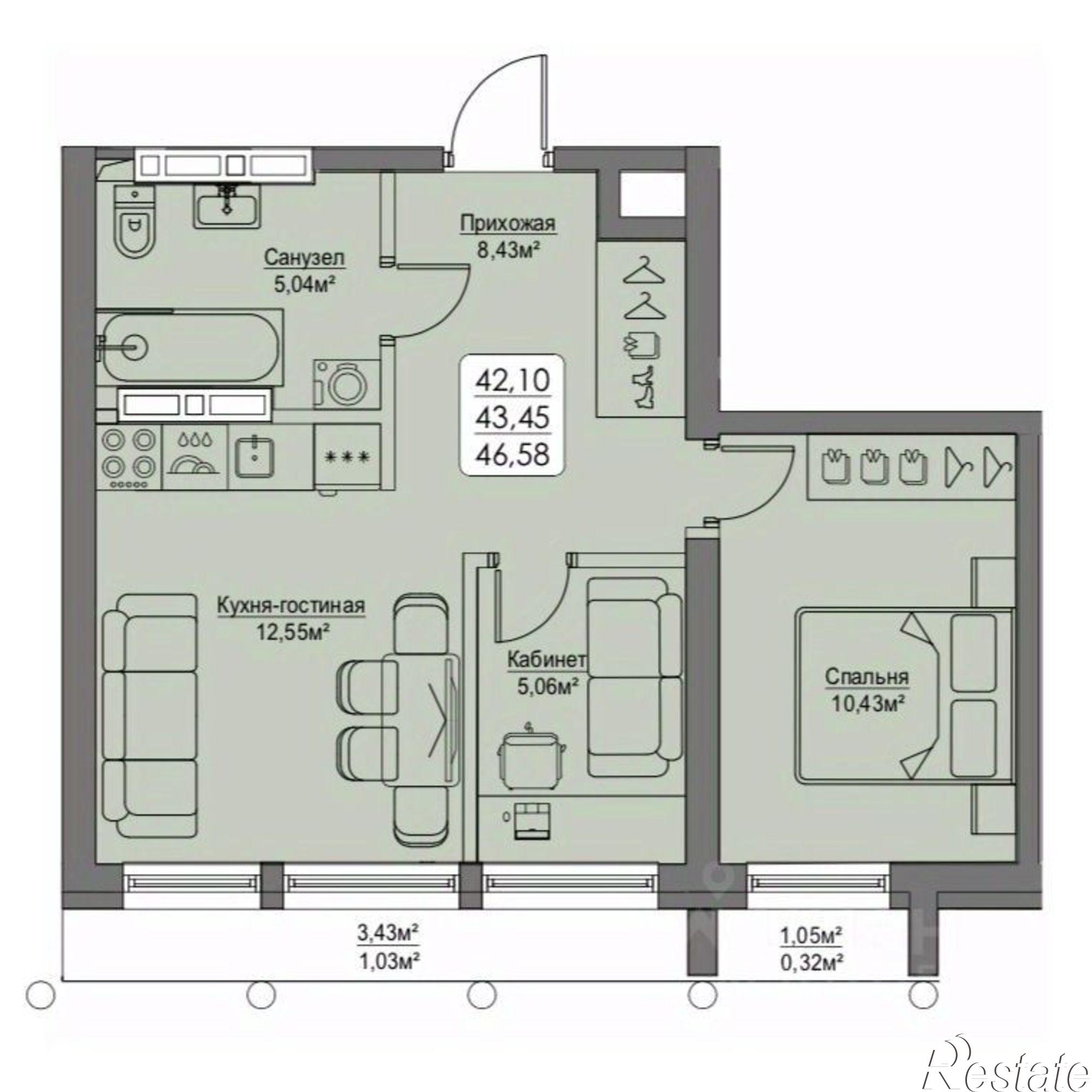 Купить квартиру за 12 383 200 рублей на ул Мыс Кунгасный, 2