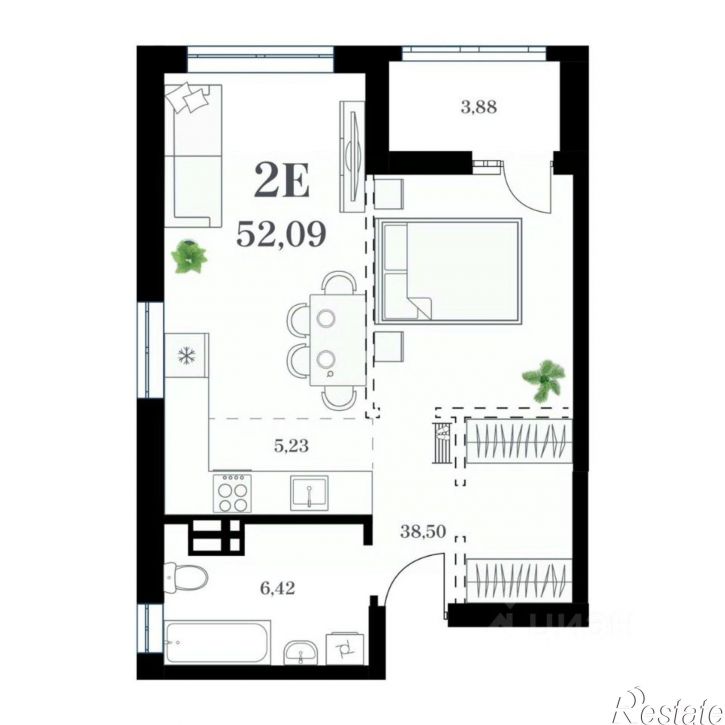 1-комн квартира в новом доме улица Леонова, 54 к2,  д. 54 к2