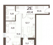 1-комн, 45 кв м, этаж 1/9 улица Слуцкого, 5А/3