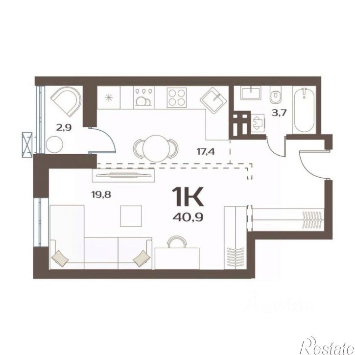 1-комн квартира в новом доме улица Слуцкого, 5А/13,  д. 5А/13