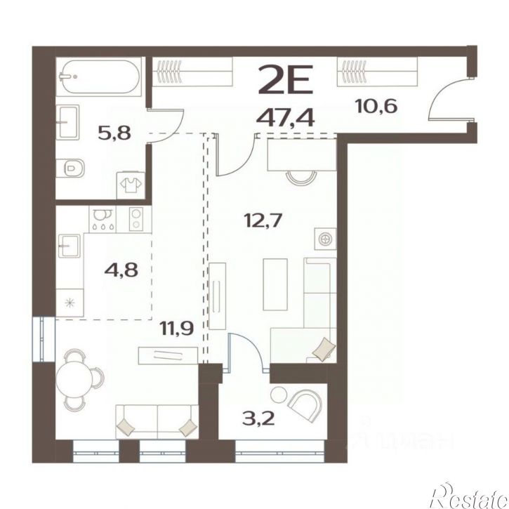 1-комн квартира в новом доме улица Слуцкого, 5А/3,  д. 5А/3