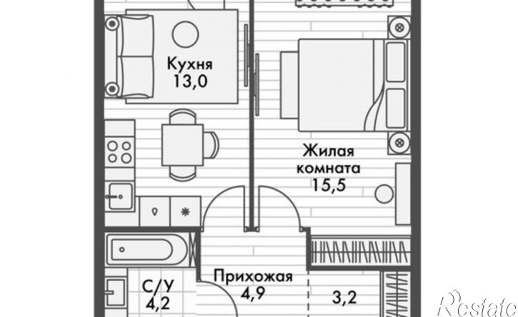 1-комн квартира в новом доме улица Адмирала Горшкова, 2 с1,  д. 2 с1