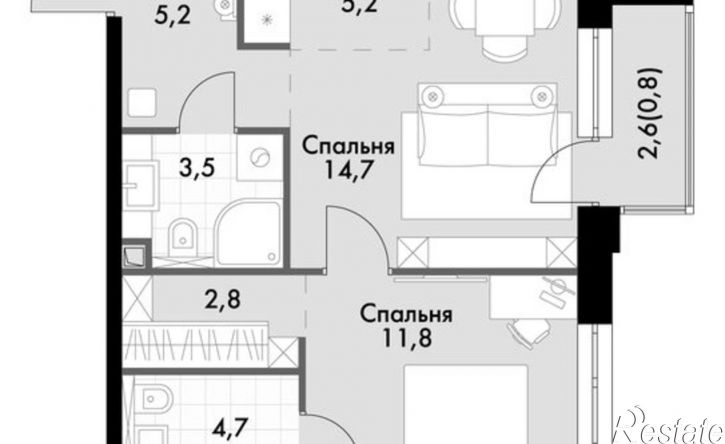 2-комн квартира в новом доме ул Адмирала Горшкова, 5,  д. 5