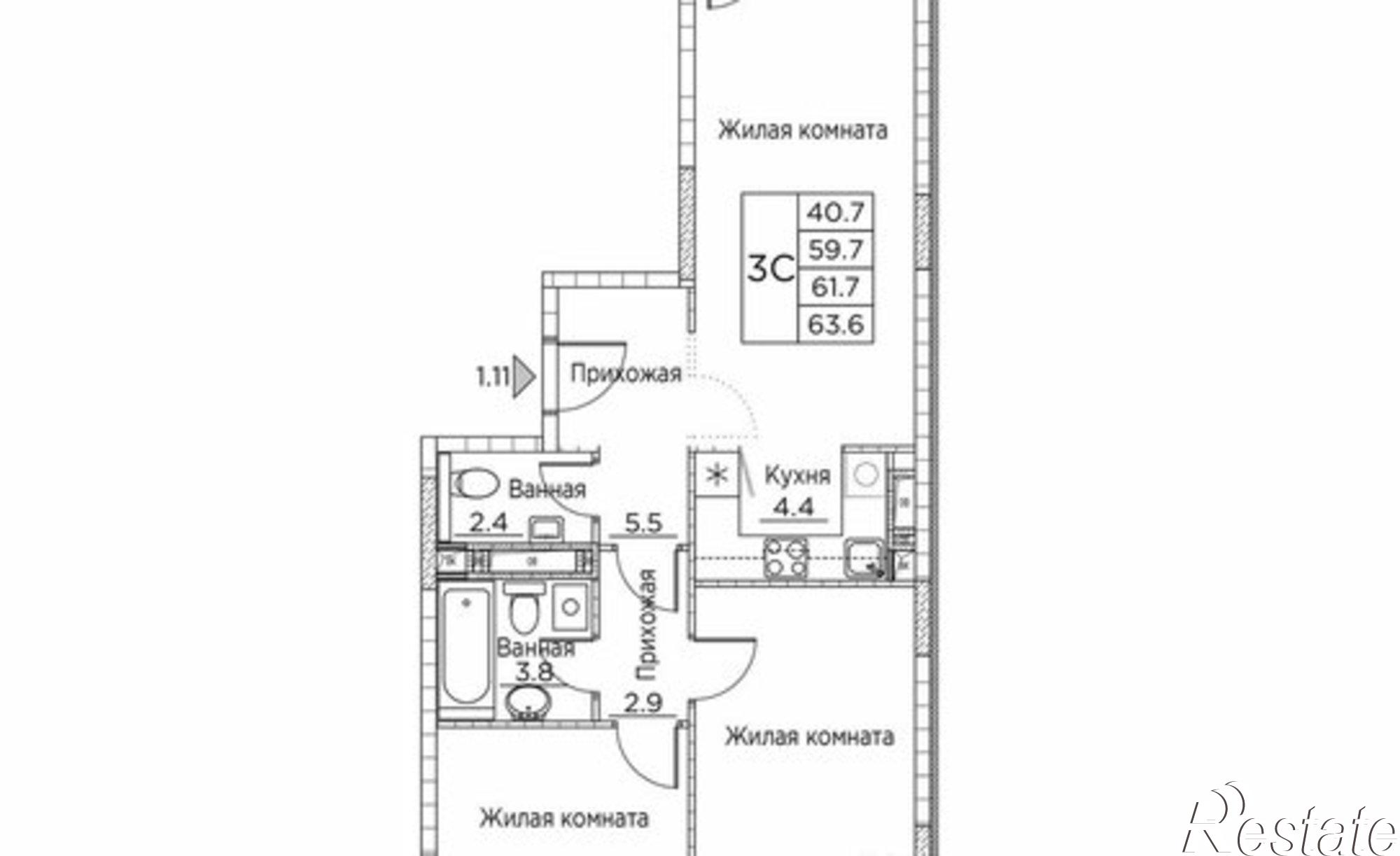 Купить квартиру за 12 335 800 рублей на ул Расула Гамзатова, 7 2