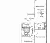 3-комн, 64 кв м, этаж 12/21 улица Расула Гамзатова, 7 к2