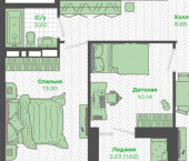 2-комн, 53 кв м, этаж 8/25 улица Нейбута, 141 к1