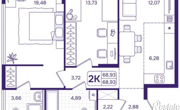 2-комн квартира в новом доме улица Борисенко, 100Е с3,  д. 100Е с3