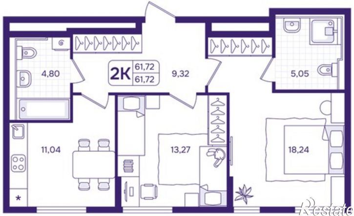 2-комн квартира в новом доме улица Борисенко, 100Е с3,  д. 100Е с3