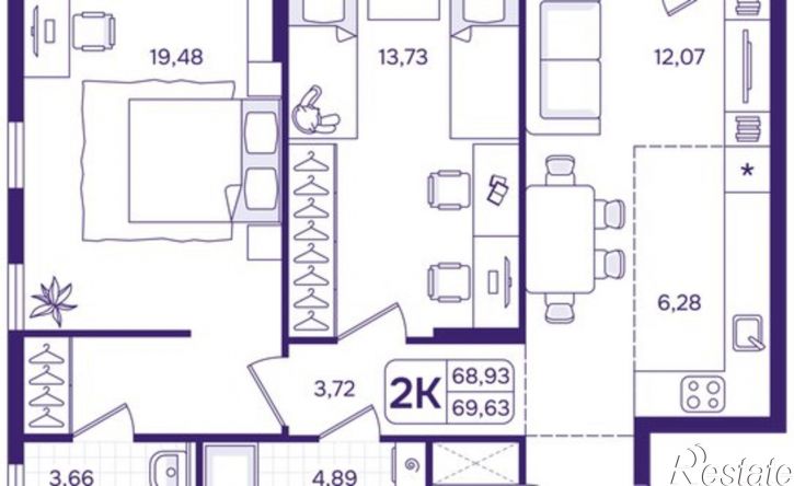 2-комн квартира в новом доме улица Борисенко, 100Е с3,  д. 100Е с3