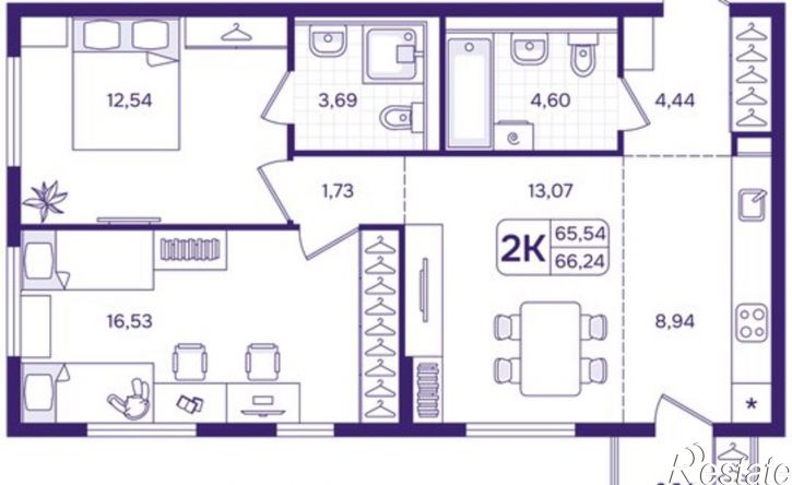 2-комн квартира в новом доме улица Борисенко, 100Е с3,  д. 100Е с3
