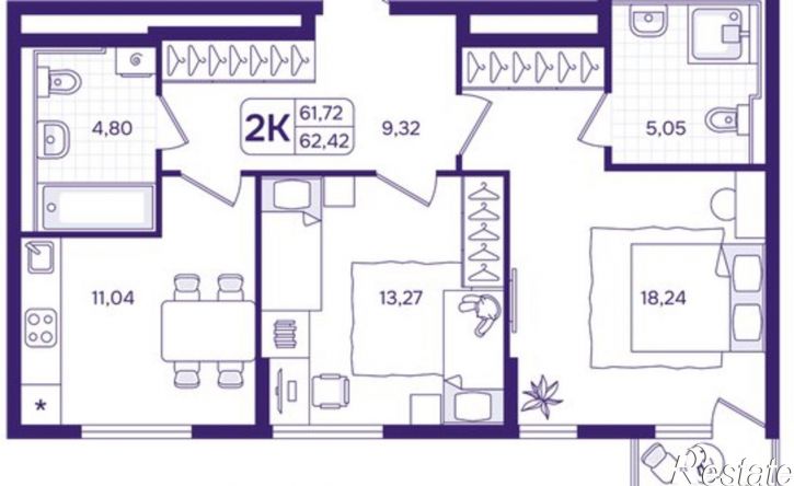 2-комн квартира в новом доме улица Борисенко, 100Е с3,  д. 100Е с3