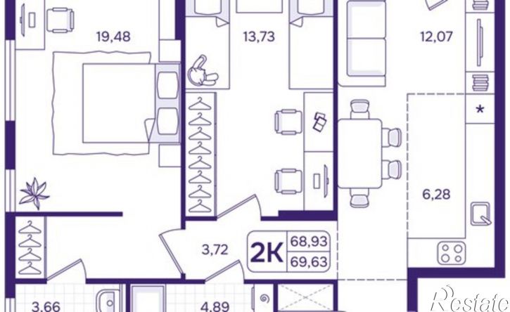 2-комн квартира в новом доме улица Борисенко, 100Е