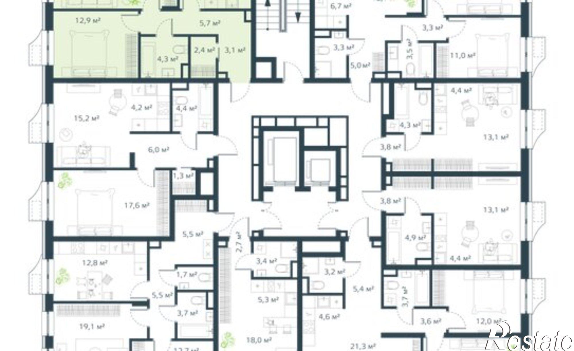 Купить квартиру за 12 851 900 рублей на улица Басаргина, 3 к1