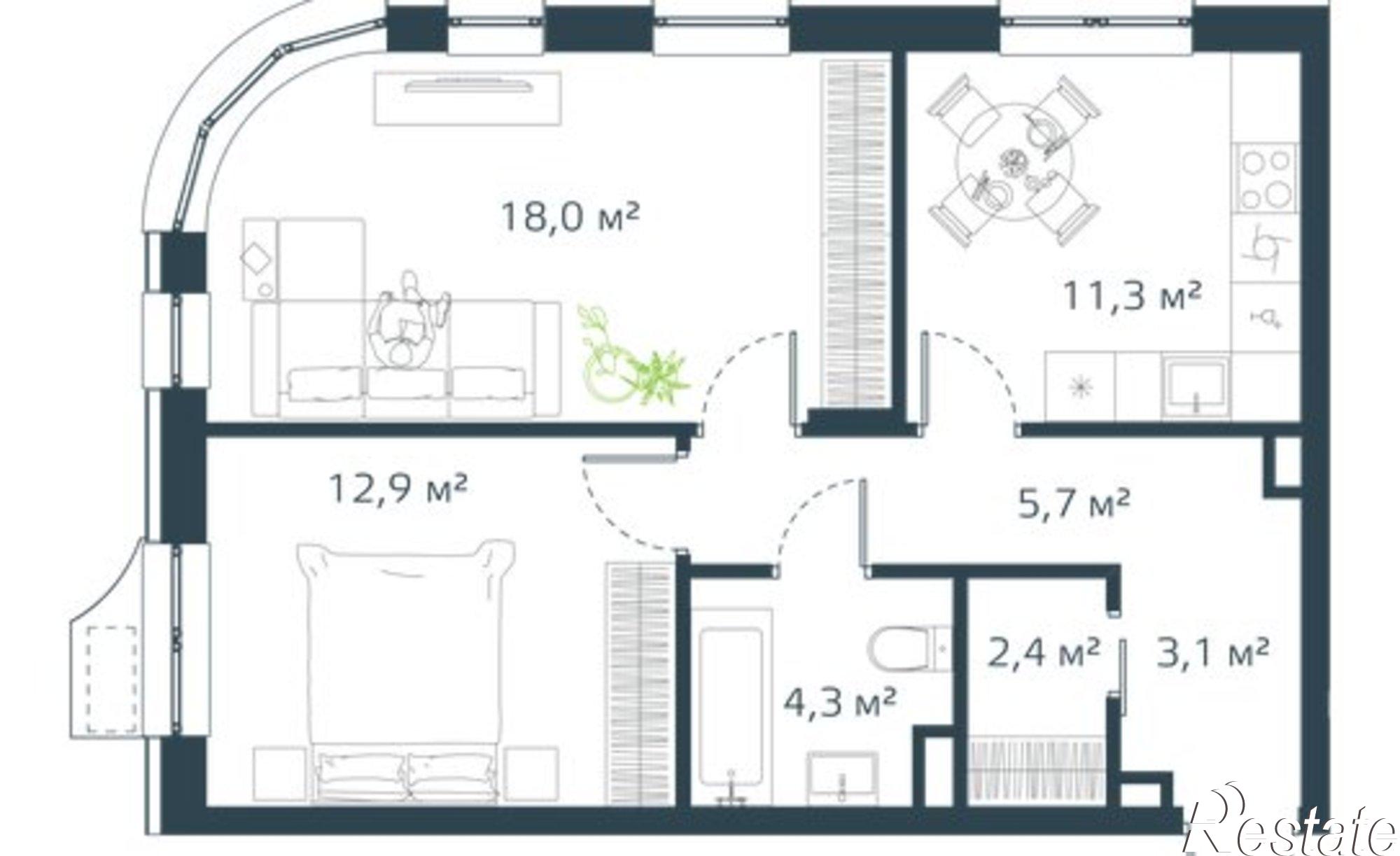 Купить квартиру за 12 851 900 рублей на улица Басаргина, 3 к1