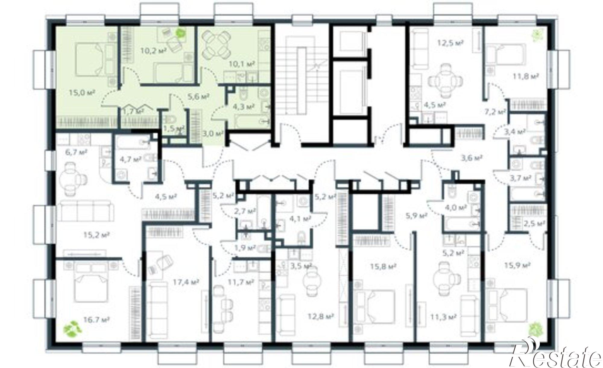 Купить квартиру за 9 703 480 рублей на улица Басаргина, 6 к1
