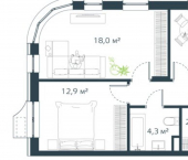 2-комн, 58 кв м, этаж 5/17 улица Басаргина, 3 к1