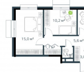 2-комн, 51 кв м, этаж 3/12 улица Басаргина, 6 к1