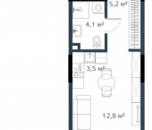 1-комн, 26 кв м, этаж 4/12 улица Басаргина, 6 к1