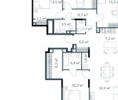 5-комн, 126 кв м, этаж 10/16 улица Басаргина, 5 к1