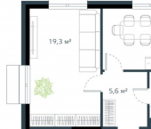 1-комн, 42 кв м, этаж 2/12 жилой комплекс Дом на Востоке, 6к1