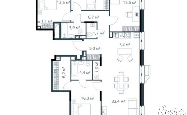 5-комн квартира в новом доме улица Басаргина, 5 к1,  д. 5 к1