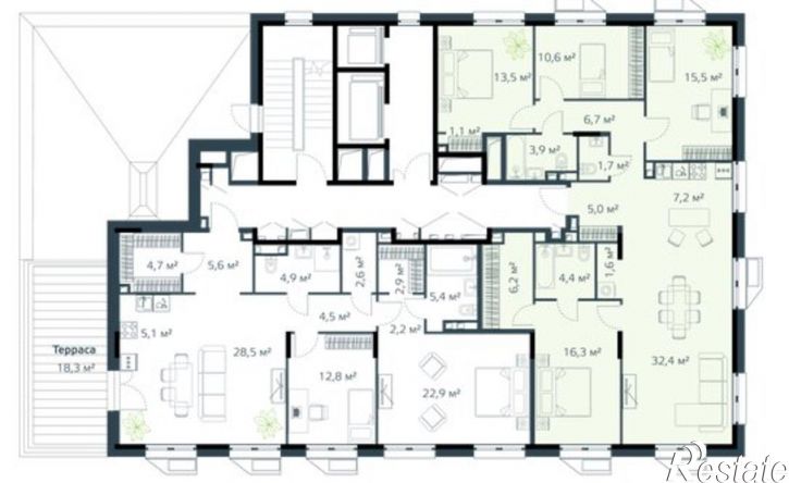 5-комн квартира в новом доме улица Басаргина, 5 к1,  д. 5 к1