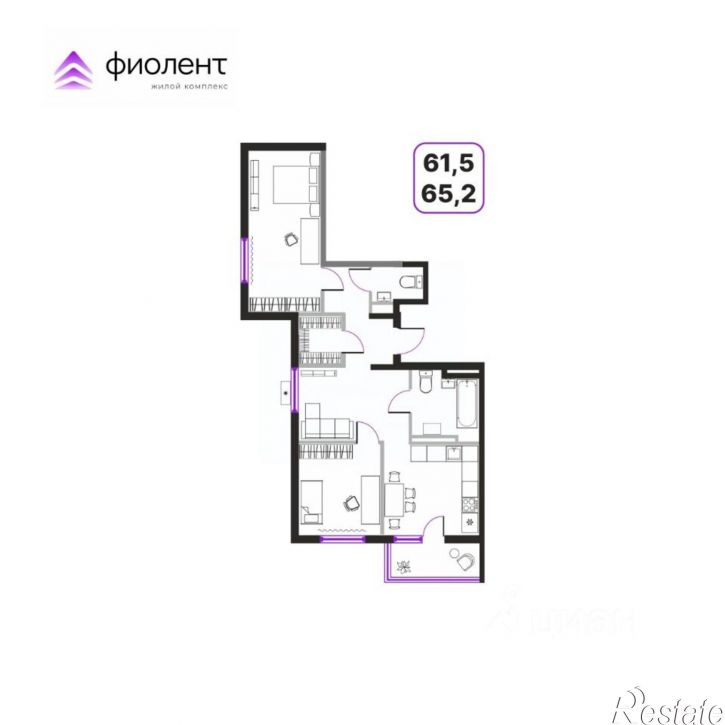 3-комн квартира в новом доме ул Расула Гамзатова, 1,  д. 1