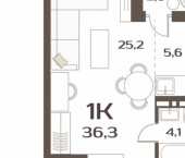 1-комн, 35 кв м, этаж 9/11 улица Слуцкого, 5А