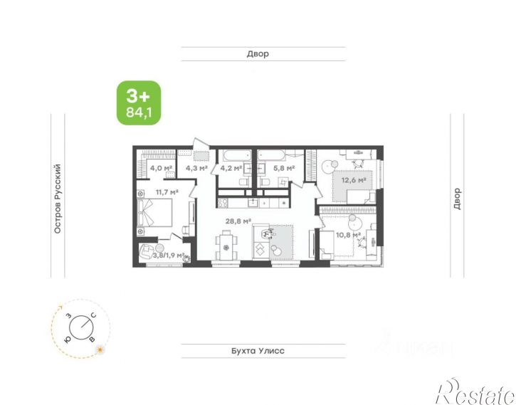 3-комн квартира в новом доме 3-я Поселковая улица, 16/3,  д. 16/3
