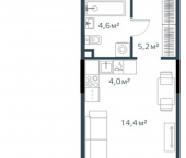 1-комн, 28 кв м, этаж 13/17 улица Басаргина, 7 к1