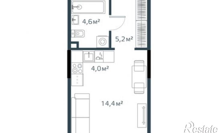 1-комн квартира в новом доме улица Басаргина, 7 к1,  д. 7 к1