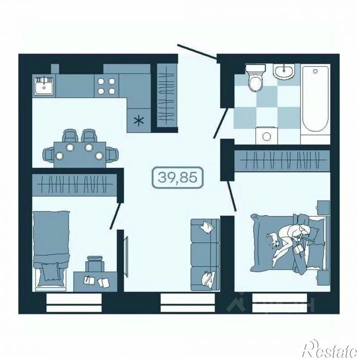 2-комн квартира в новом доме улица Борисенко, 100К с1,  д. 100К с1