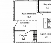 1-комн, 36 кв м, этаж 16/25 Днепровская улица, 25 к5