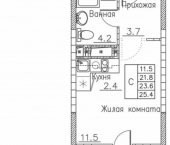 1-комн, 25 кв м, этаж 16/19 улица Расула Гамзатова, 7 к1