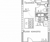 1-комн, 26 кв м, этаж 14/19 улица Расула Гамзатова, 7 к1