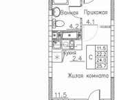 1-комн, 26 кв м, этаж 17/19 ул Расула Гамзатова, 7 1