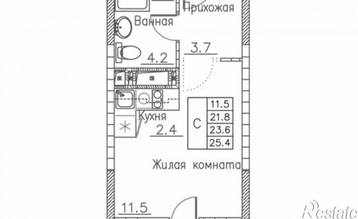 1-комн квартира в новом доме улица Расула Гамзатова, 7 к1,  д. 7 к1