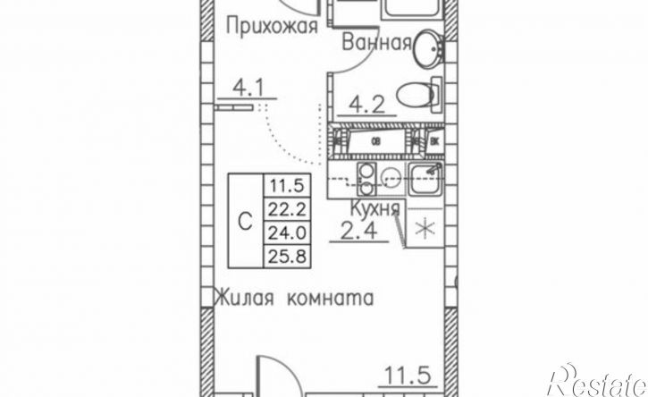1-комн квартира в новом доме улица Расула Гамзатова, 7 к1,  д. 7 к1