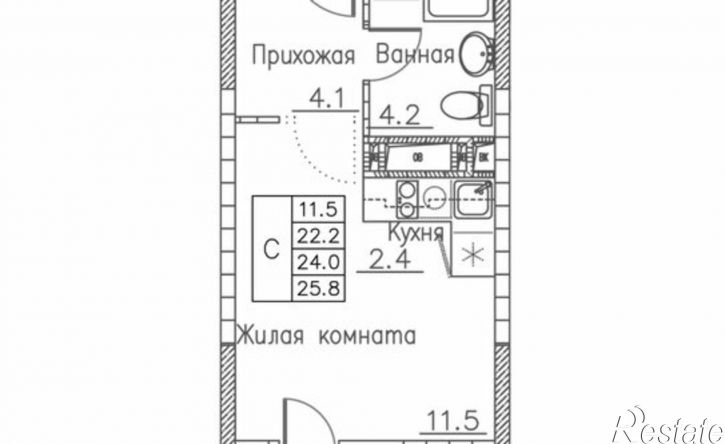1-комн квартира в новом доме улица Расула Гамзатова, 7 к1,  д. 7 к1